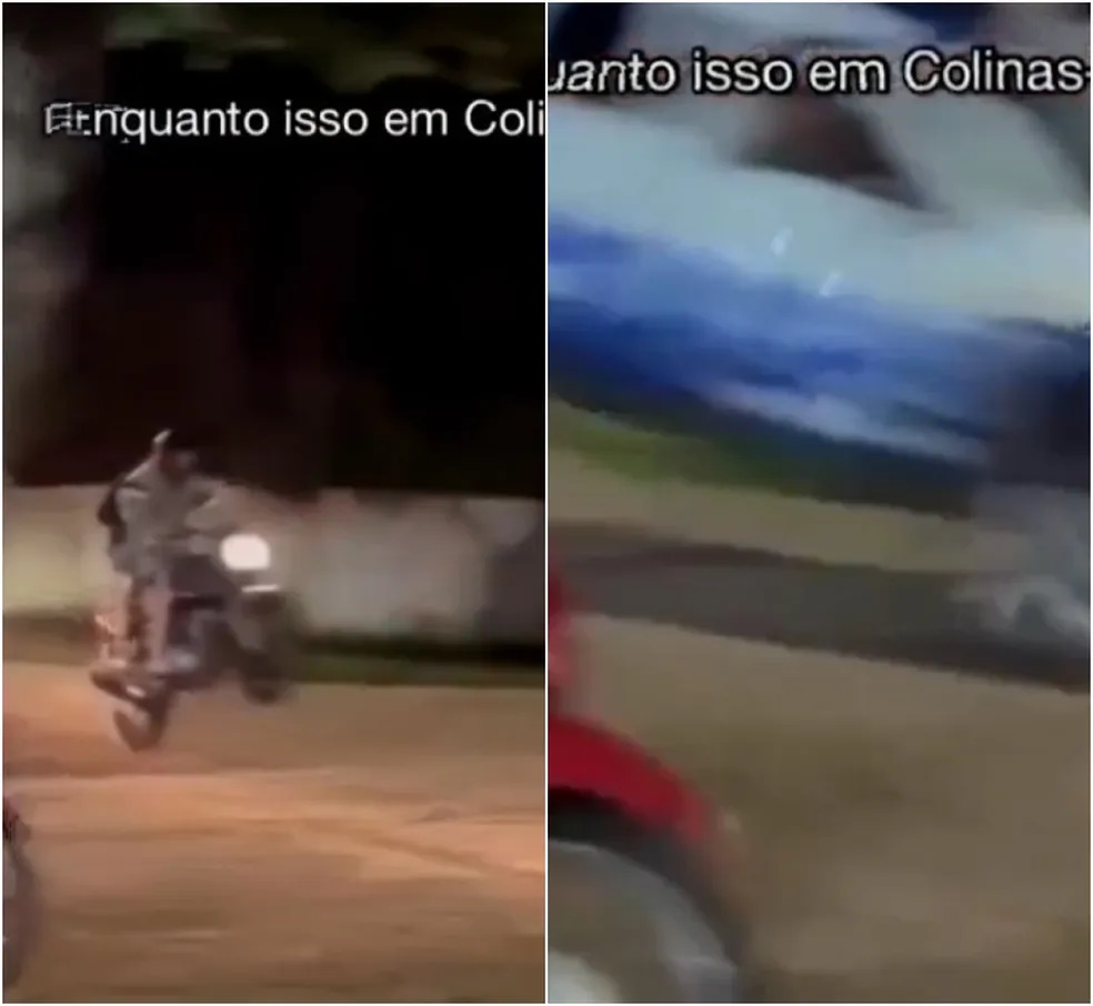 Viatura da PM e moto pulam quebra molas durante perseguição Portal O