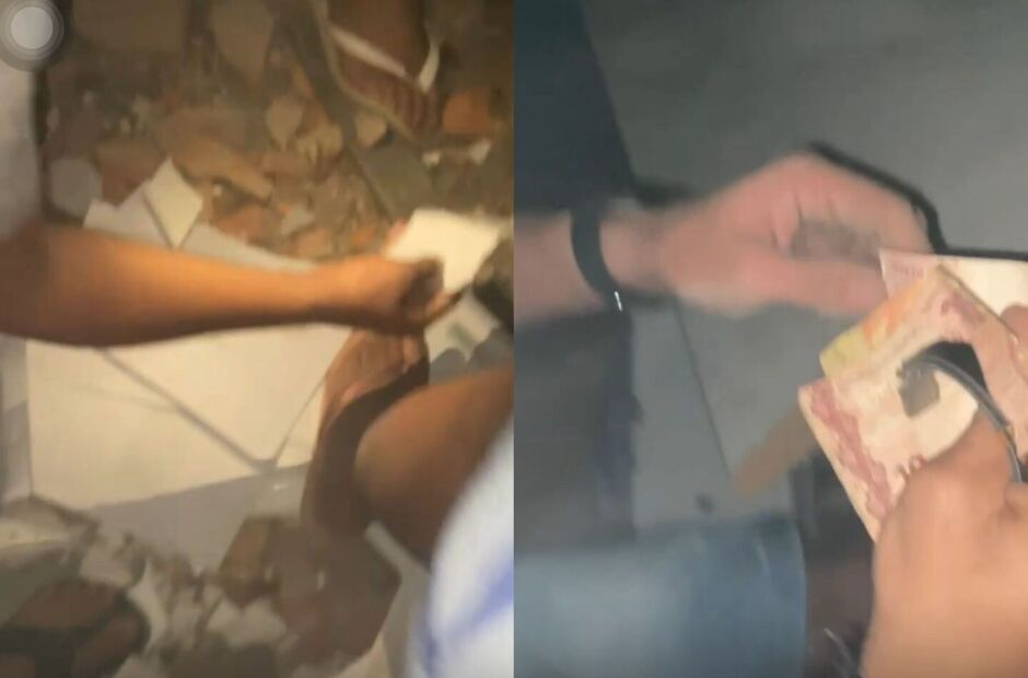 Moradores reviram escombros em busca de dinheiro após explosão de banco  
