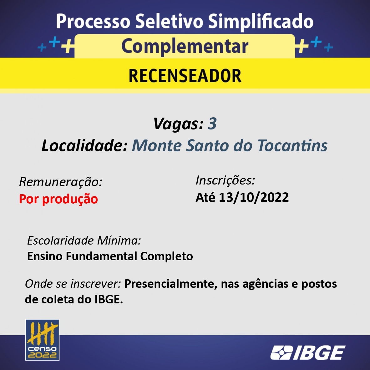 Inscrições Para Novo Processo Seletivo Do IBGE No Tocantins Encerram ...